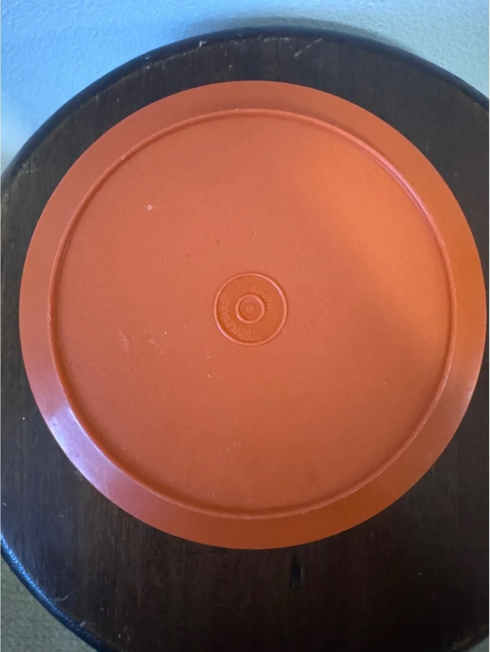 Vintage Tupperware Orange Plastic Lids Set of 2